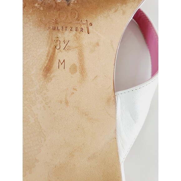 Lilly Pulitzer White Leather Flower Kitten Heel Sandals Size 8.5 - Picture 9 of 11